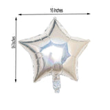 2 Pack | 16inch 4D Shiny Silver Star Mylar Foil Helium or Air Balloons