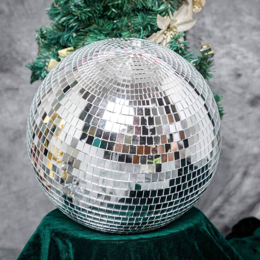 16inches Large Silver Foam Disco Mirror Ball With Hanging Swivel Ring, Holiday Party Decor