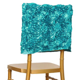 16inch Turquoise Satin Rosette Chiavari Chair Caps, Chair Back Covers