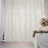 8ftx8ft Ivory Satin Rosette Event Curtain Drapes, Backdrop Event Panel