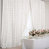 8ftx8ft White Satin Rosette Photo Booth Event Curtain Drapes, Backdrop Window Panel