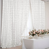 8ftx8ft White Satin Rosette Event Curtain Drapes, Backdrop Event Panel