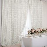 8ftx8ft Ivory Satin Rosette Event Curtain Drapes, Backdrop Event Panel