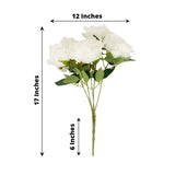 2 Bushes | 17inch White Premium Silk Jumbo Rose Flower Bouquet, Wedding Floral Arrangements