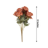 2 Bouquets 17inch Terracotta (Rust) Real Touch Artificial Silk Rose Flower Bushes