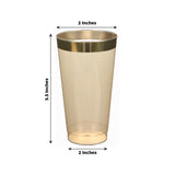 12 Pack Amber Plastic Cups Drinking Tumblers with Gold Rim, 17oz Disposable Party Cups