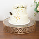 18" Gold Metal Cake Stand with Glass Top Baroque Ornate Style, Round Dessert Display Tray