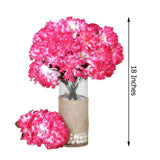 4 Bushes | Fuchsia Artificial Silk Chrysanthemums | 56 Faux Flowers