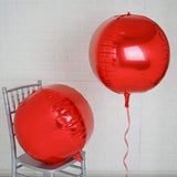 2 Pack | 18inch 4D Metallic Red Sphere Mylar Foil Helium or Air Balloons