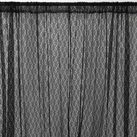 Black lace curtain panel