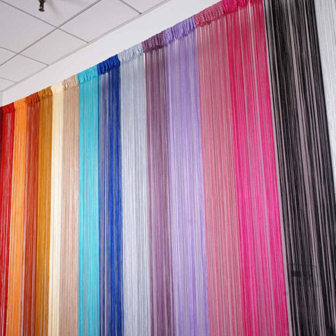 Multicolor string curtain hanging from the ceiling