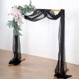 18ft | Black Wedding Arch Drapery Fabric Window Scarf Valance, Sheer Organza Linen