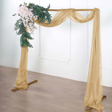 18ft Champagne Sheer Organza Wedding Arch Drapery Fabric, Window Scarf Valance