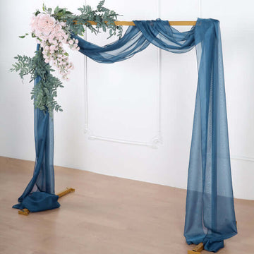 18ft Navy Blue Sheer Organza Wedding Arch Drapery Fabric, Window Scarf Valance