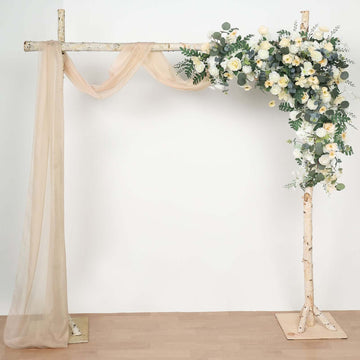 18ft Nude Sheer Organza Wedding Arch Drapery Fabric, Window Scarf Valance