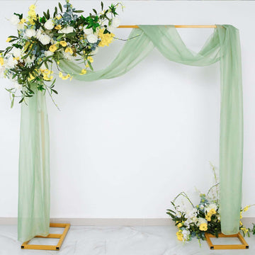 18ft Sage Green Sheer Organza Wedding Arch Drapery Fabric, Window Scarf Valance