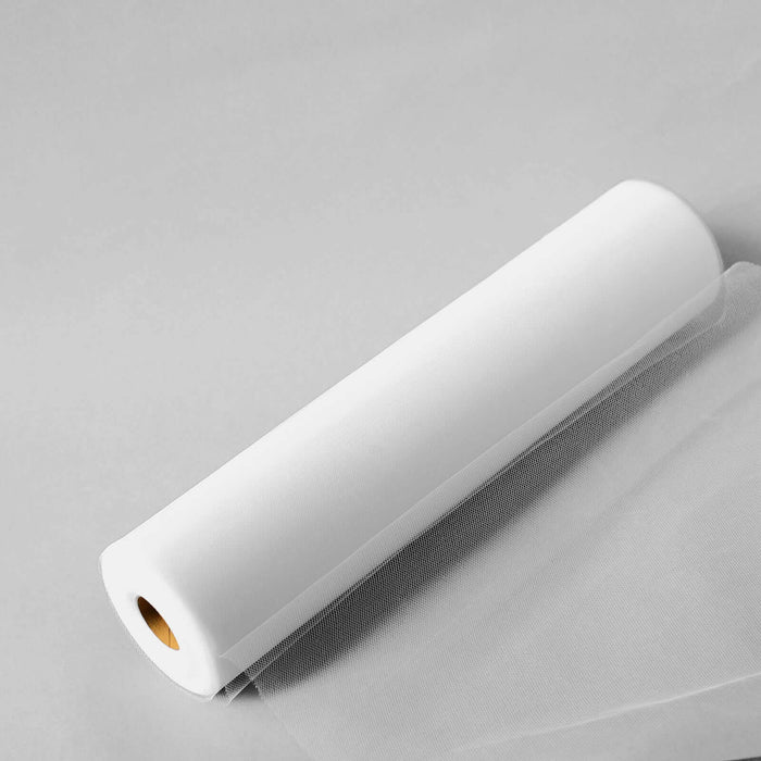 18inches x 100 Yards White Tulle Fabric Bolt, Sheer Fabric Spool Roll For Crafts