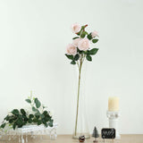 2 Bouquets | 33" Tall Blush/Rose Gold Artificial Silk Long Stem Rose Bush