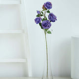 2 Bouquets | 33inches Tall Violet Artificial Silk Rose Flower Bush Stems