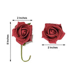 24 Roses | 2inch Red Artificial Foam Flowers With Stem Wire and Leaves