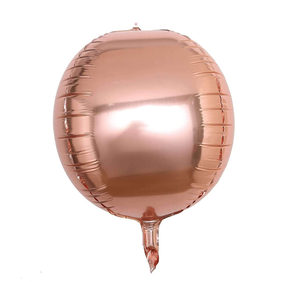 2 Pack | 14" Rose Gold Orbz Foil Balloons, 4D Sphere Mylar Balloons#whtbkgd