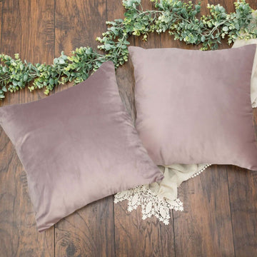 2 Pack 18" Mauve Soft Velvet Square Throw Pillow Cover