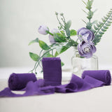 6yd Purple Silk-Like Chiffon Linen Ribbon Roll For Bouquets, Wedding Invitations Gift Wrapping