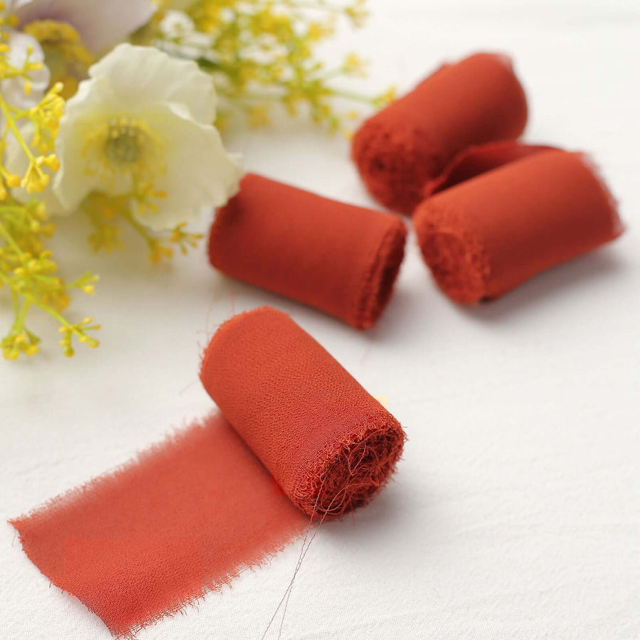 2 Pack 6yds Terracotta (Rust) Silk-Like Chiffon Ribbon Roll