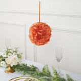 2 Pack 7inch Terracotta Rust Artificial Silk Rose Kissing Ball, Faux Flower Ball