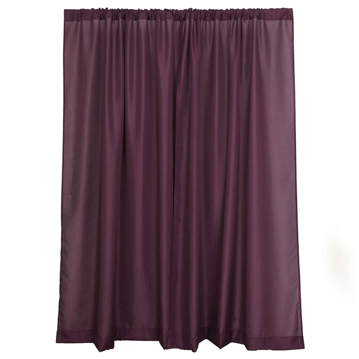 2 Pack Eggplant Polyester Event Curtain Drapes, 10ftx8ft Backdrop Event Panels With Rod Pockets