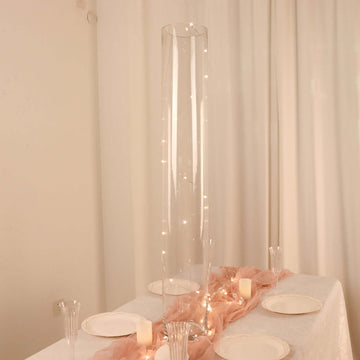 2-Pack Glass Flower Vases Cylinder Design Heavy Duty Clear - Stylish Centerpieces for Weddings 40"