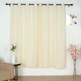 2 Pack | Handmade Ivory Faux Linen Curtains 52x84inch Curtain Panels With Chrome Grommets