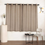 2 Pack | Handmade Taupe Faux Linen Curtains 52x64inch Curtain Panels With Chrome Grommets