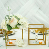 2 Pack | 8inch Square Gold Metal Frame Wedding Flower Stands, Geometric Centerpieces