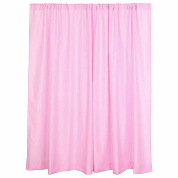 2 Pack Pink Polyester Event Curtain Drapes, 10ftx8ft Backdrop Event Panels With Rod Pockets 130 GSM