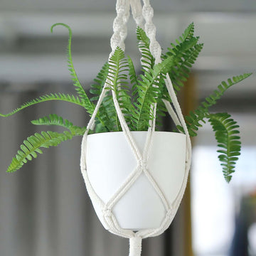 2-Pack Planter Pots Indoor Macrame Holder Design White - Plastic Plant Pots 5.5"