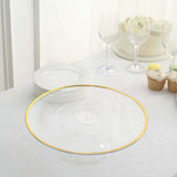 2 Pack | 12inch Clear With Gold Rim Disposable Pedestal Cake Stand