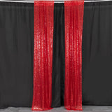 2 Pack Red Sequin Event Curtain Drapes with Rod Pockets, Seamless Backdrop Event Panels