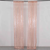 2 Pack Rose Gold Sequin Event Curtain Drapes with Rod Pockets, Seamless Backdrop Event