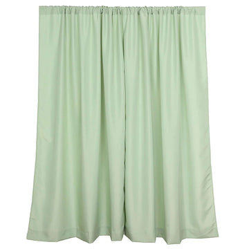 2 Pack Sage Green Polyester Event Curtain Drapes, 10ftx8ft Backdrop Event Panels With Rod Pockets 130 GSM