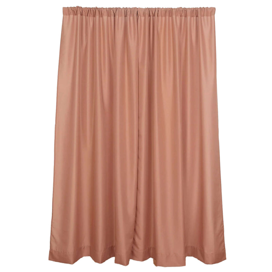 2 Pack Terracotta (Rust) Polyester Event Curtain Drapes, 10ftx8ft Backdrop Event Panels