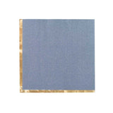 50 Pack Soft Dusty Blue 2 Ply Disposable Cocktail Napkins with Gold Foil Edge, Disposable#whtbkgd