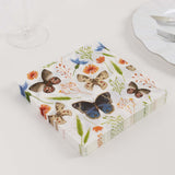 50 Pack Ivory 2-ply Paper Cocktail Napkins with Field Herbs and Butterfly Print