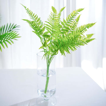 2 Stems 19" Green Artificial Boston Fern Leaf Plant Indoor Faux Spray