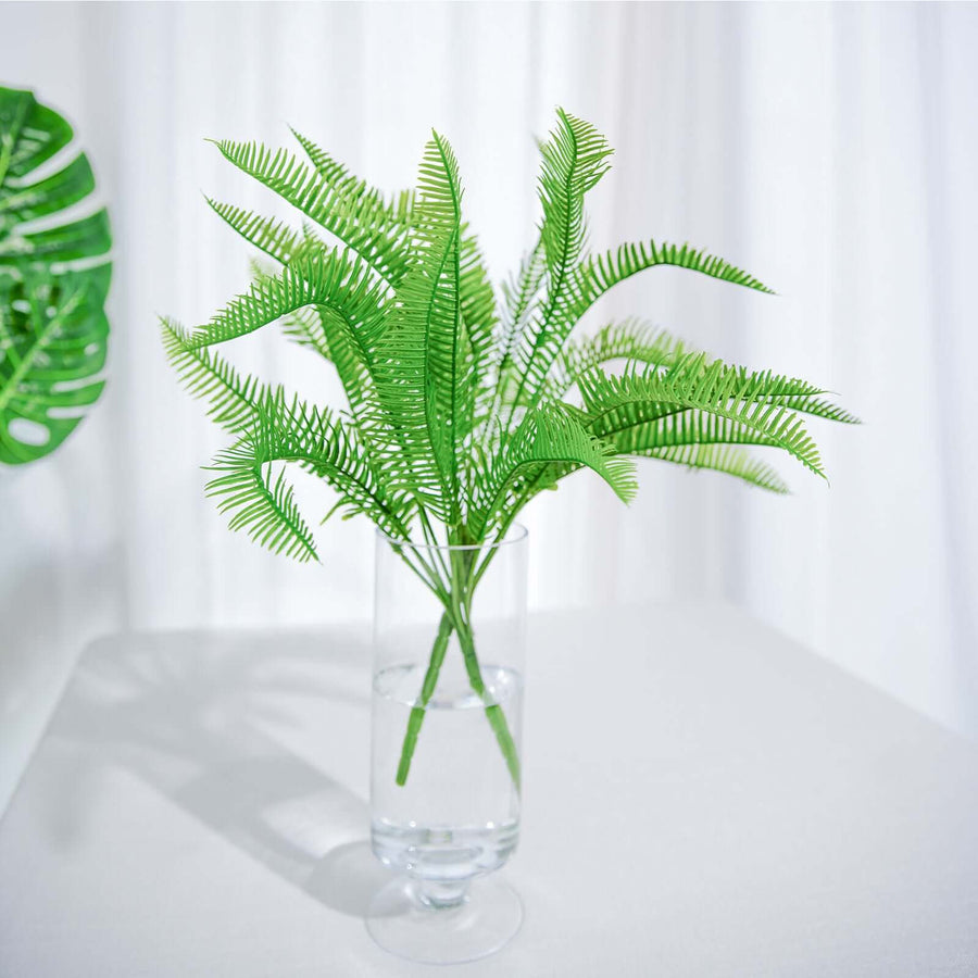 2 Stems | Artificial Green Cycas Fern Leaf Indoor Bushes, Faux Plants