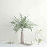 2 Stems | Frosted Green Artificial Boston Fern Leaf Plant Indoor Spray