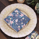 20 Pack Navy Blue Water Lilly Floral Paper Beverage Napkins, Disposable Decoupage Cocktail
