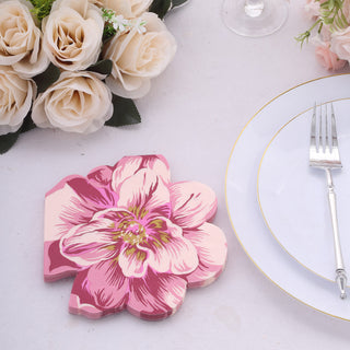 Pink Peony Flower Shaped Napkins for Wedding Showers