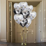 1 Pair | 20inch Heart Shaped Bride & Groom Mylar Foil Helium/Air Balloons