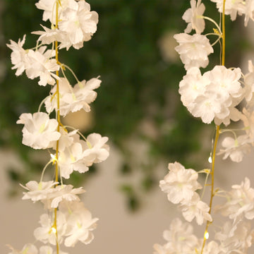 20 LED Garland Fairy String Lights Cherry Blossom Design White Warm White - Battery Operated Party Décor 6ft